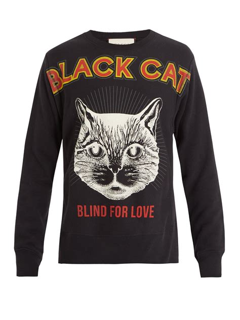 black cat sweatshirt gucci|Gucci feline necklace.